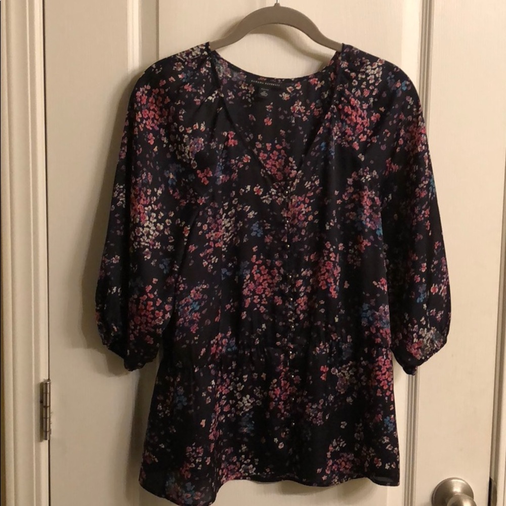 Silk button-down peplum top